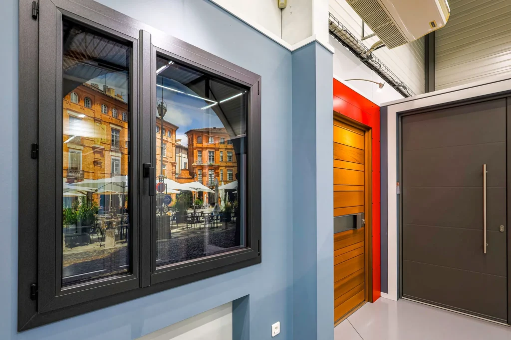 Fenêtres et baies exposées dans le showroom Alutec de Montauban